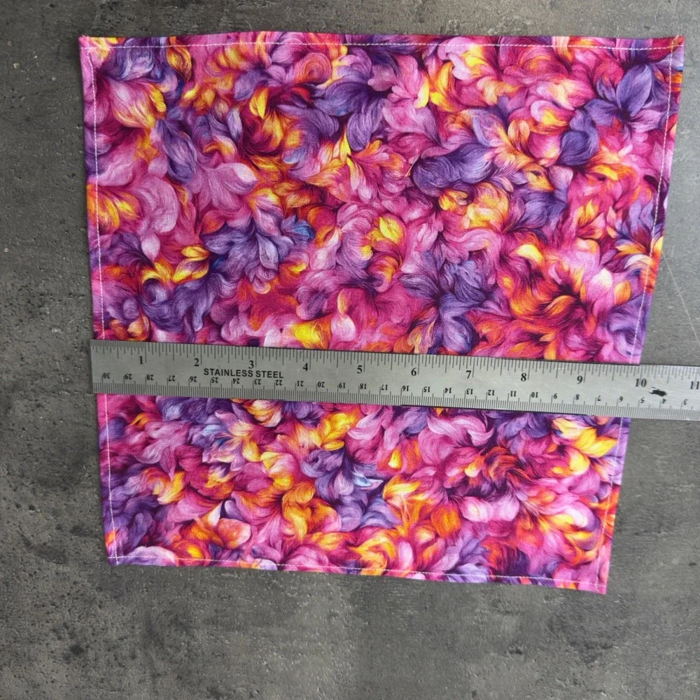 Abstract Floral Bow‎ Tie and Pocket Square Set Purple Pink Orange Formal